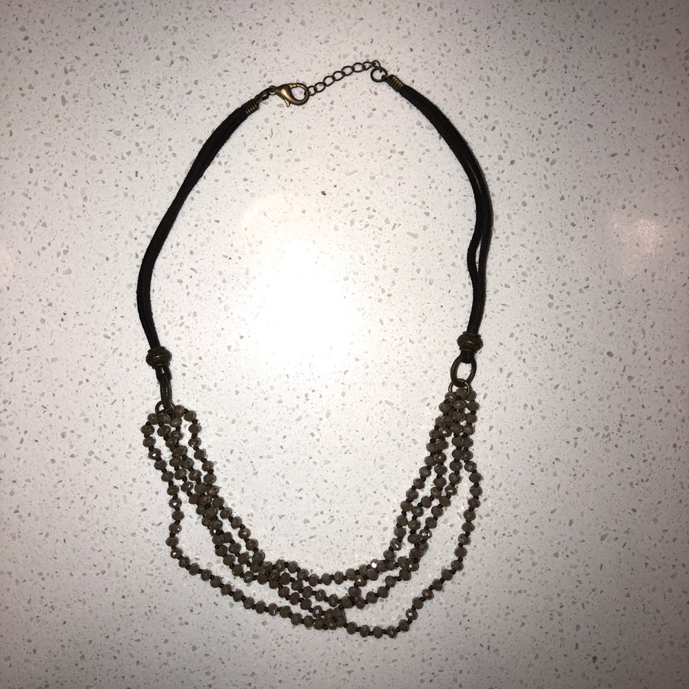 Leather and beaded necklace